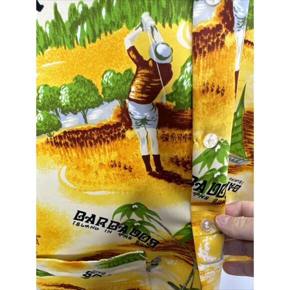 Vintage Barbados Bajan Men XL Hawaiian Golf Shirt Short Sleeve  horse - Picture 5 of 7